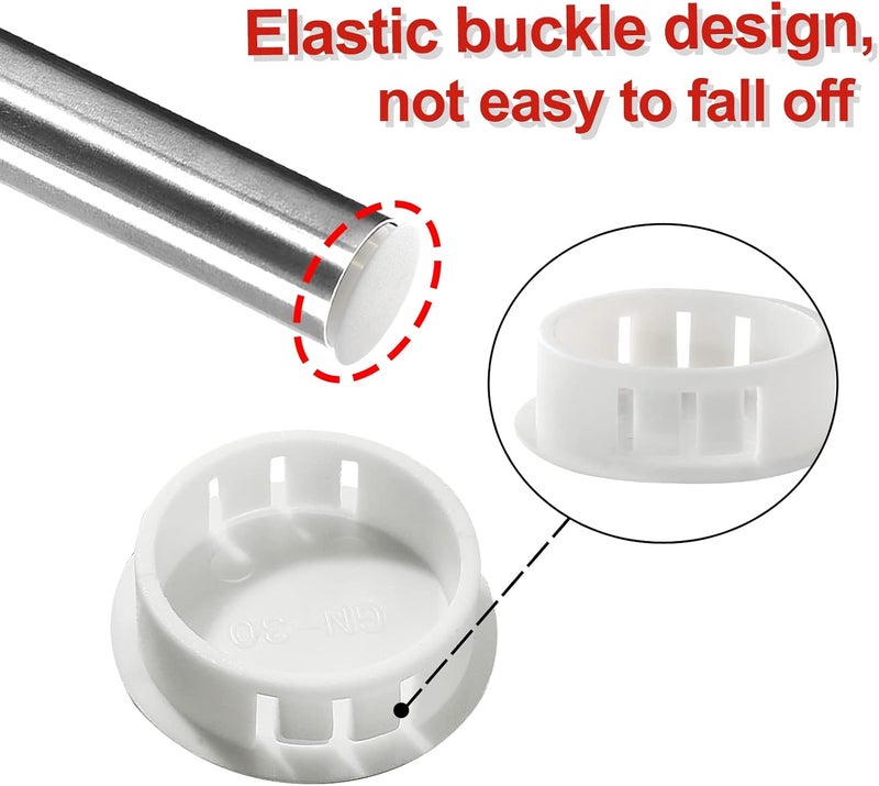Moicstiy 30 PCS White Hole Plugs - 7/8 inch (22mm) Plastic Flush Type Hole Plugs Snap in Locking Hole Tube, Used for Furniture, Cabinet, Pipe & Tube, Round End Caps Cover Inserts - Image 3